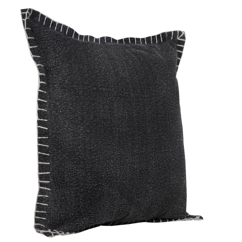 Housse de coussin Madison, Polyester, 20 po x 20 po, Noir de jais