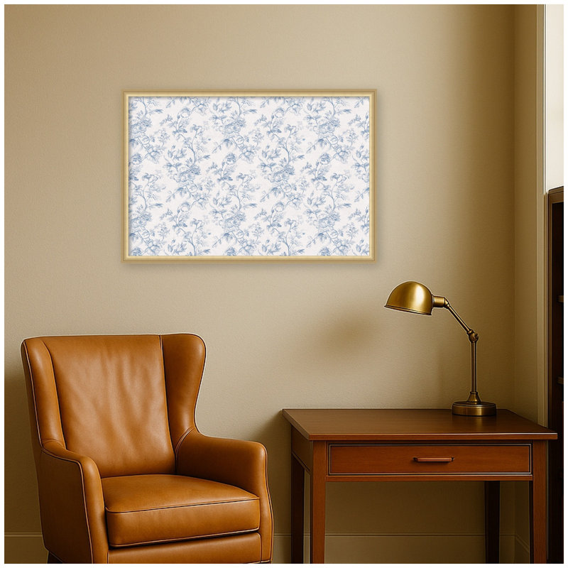 Tableau d'affichage en toile encadré avec imprimé floral, H 42 po x l 18 po x P 1,25 po, Or de Florence
