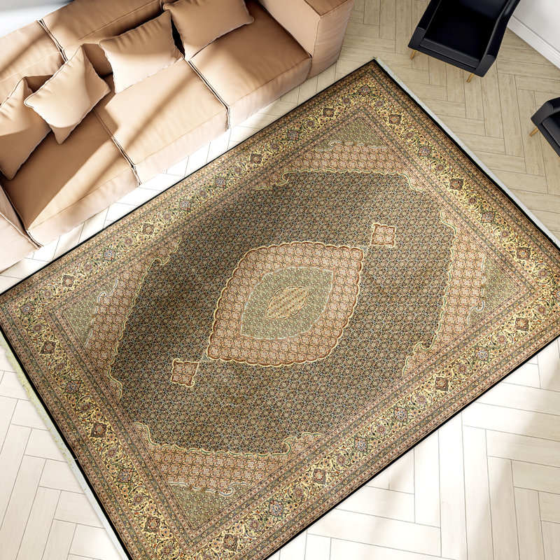 Tapis bleu marine de haute qualité noué à la main