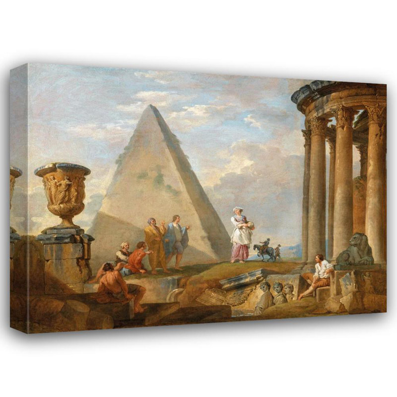 «Ruins with a Woman Preaching» par Giovanni Paolo Panini - Art mural sur toile tendue avec châssis