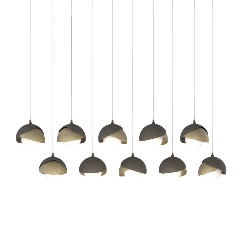 Brooklyn 10 - Light Double Shade Linear Pendant, Long: 10" to 130", Dark Smoke, Soft Gold