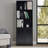 4-Tier Bookshelf With Door - Wooden Storage Bookcase, Display Cabinet For Home & Office, Black-431039884-406046992