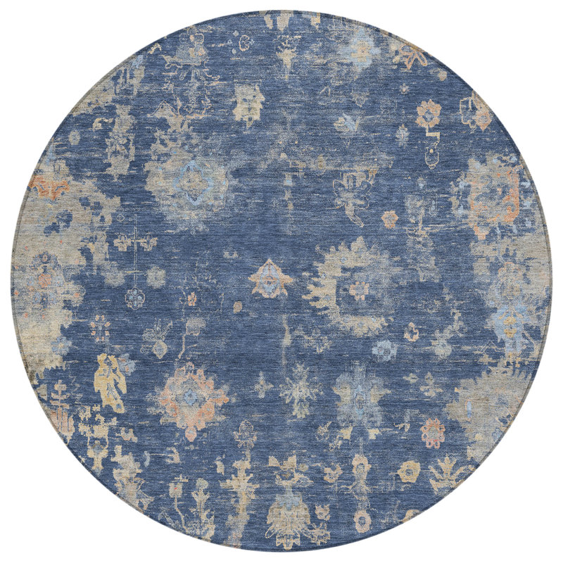 Machine Washable Indoor/Outdoor Matsumura ACN2302 Global Rug, Round 8'