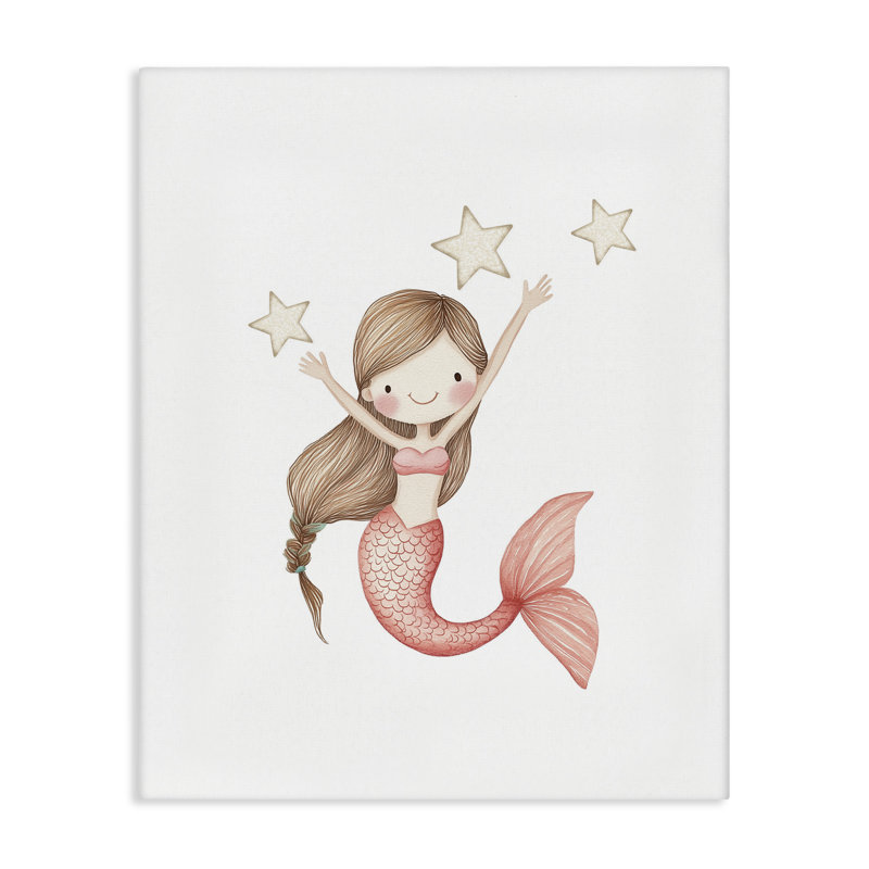 «Pink Mermaid and Stars», conception par Christine Simpson Art, H 40 po x l 30 po