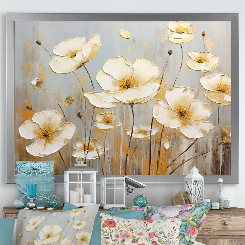 Minimalisme, jaune, jaune, bouton d'or - impressions sur toile, Cadre photo argenté, H 12 po x l 20 po x P 1 po