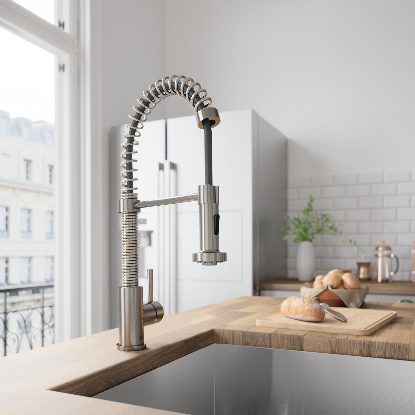 Edison Pull-Down Kitchen Faucet, Stainless Steel, Without Soap Dispenser