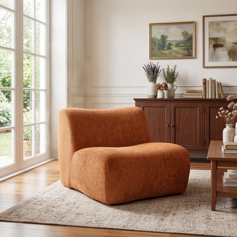 Fauteuil modulaire à compression courbé Arcelle, Orange, 1