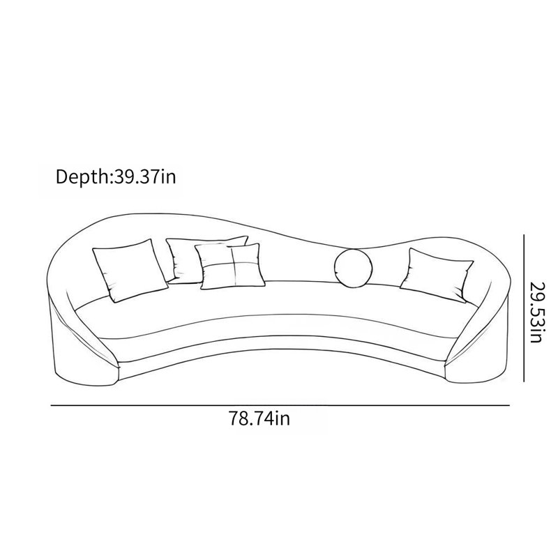 Canapé courbé 78,74 po Minimalist Modern
