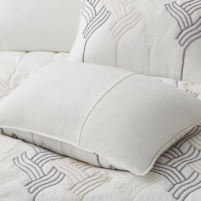Comforter Set With Rope Embroidery, Bedding Set All-Season Hypoallergenic Down Alternative, King