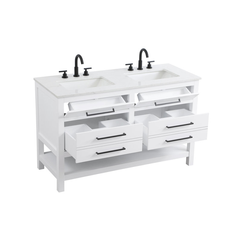 54 inch Double Bathroom Vanity_Modern_VF60554, White