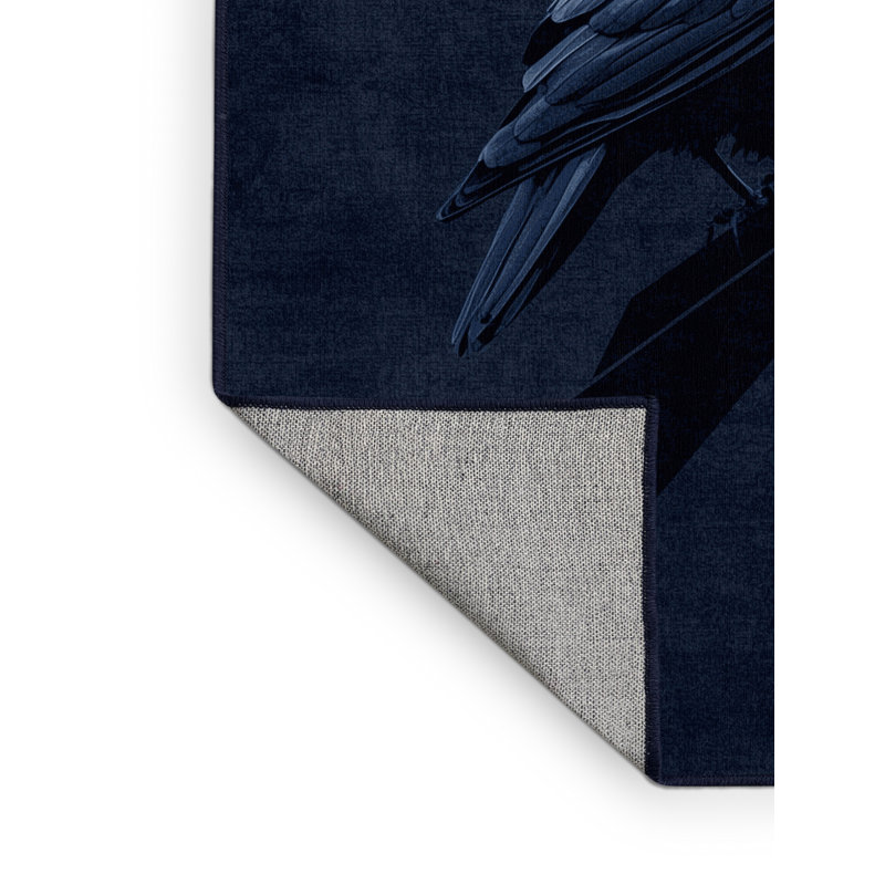 Machine Washable Champlost Halloween Modern & Contemporary Abstract Rug in Blue – Navy Binding, 2x3