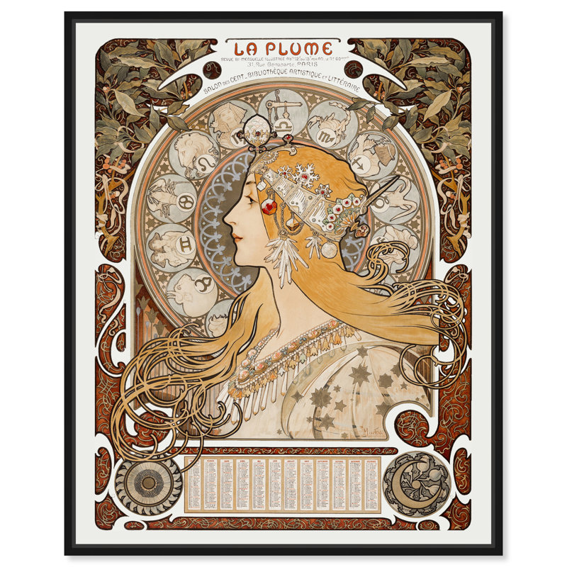 Zodiaque - peinture sur toile, Cadre noir, H 30 po x l 36 po x P 1,5 po