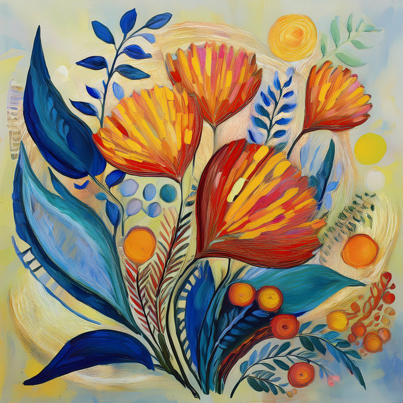 Botanical Sunshine, 54" H x 54" W
