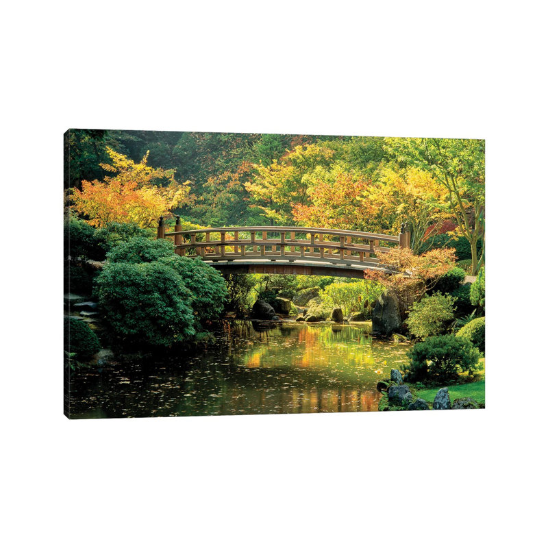 Autumn at the Moon Bridge, Japanese Garden, Portland, Oregon, USA 1 Piece Wrapped Canvas Wall Art, 30.48 cm H x 45.72 cm W