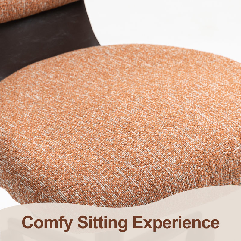 Modern Chenille Swivel Desk Office Chair, Orange