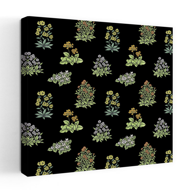 Art contemporain, art floral rétro, H 18 po x l 18 po