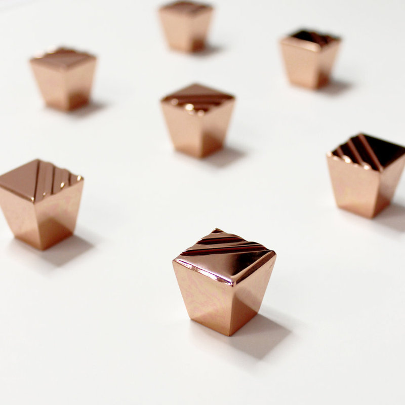Pyramid Square Knob, Polished Copper