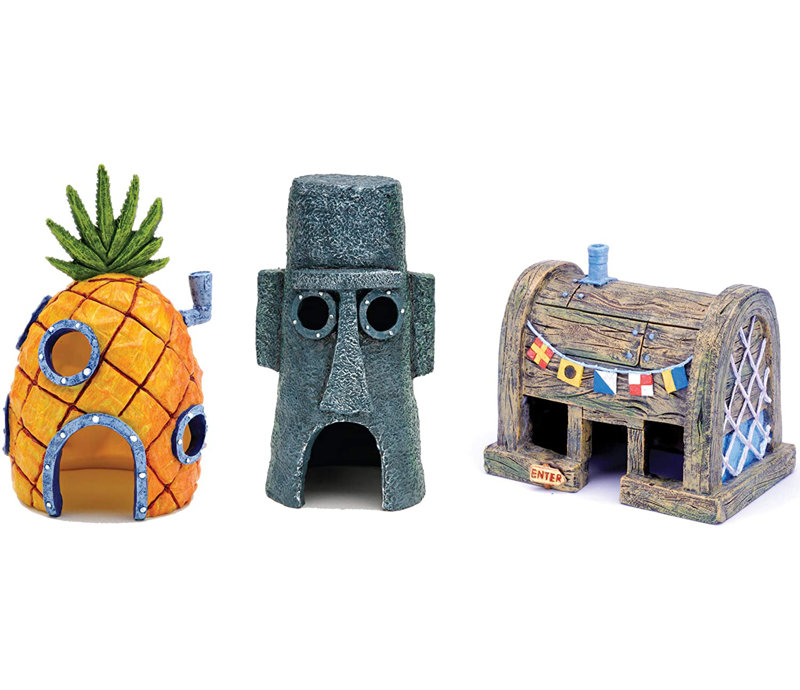 Ensemble d'ornement d'aquarium 3 pièces Spongebob Squarepants - Grand