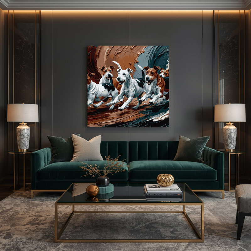 «Dogs Smooth Fox Terrier», art mural sur toile brune, H 12 po x l 12 po