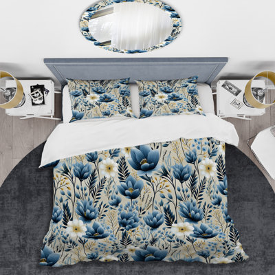 Ensemble de housse de couette à motif floral Blue Meadow Floral I