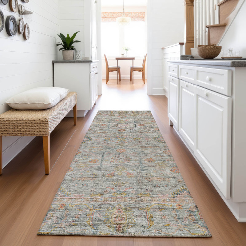 Premium Machine Washable Ducote AMF1136 Global Rug, Runner 2'3" x 7'6"