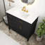 Meuble-lavabo noir 36 po avec lavabo en céramique, 4 tiroirs (1 tiroir rabattable), 2 portes et tablette réglable, armoire en bois de pin + panneau de fibres à densité moyenne, poignées en métal doré, charnières à fermeture en douceur-2063390553