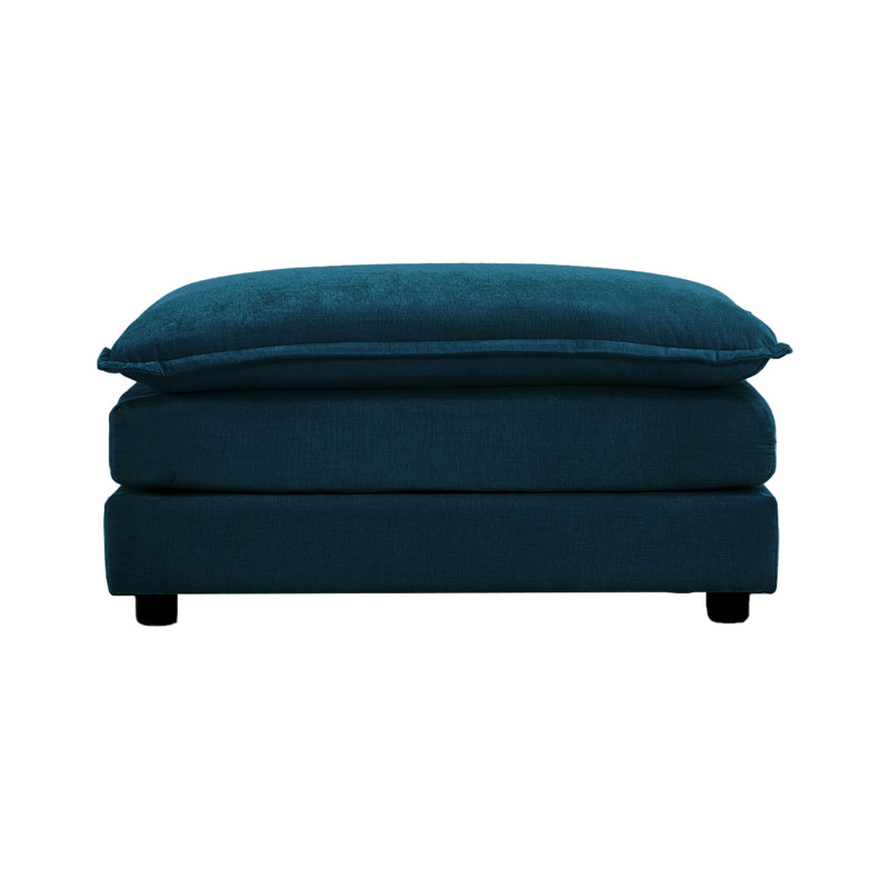Repose-pieds en tissu chenille à combiner avec un canapé 2 places, un canapé 3 places et un canapé 4 places, Bleu