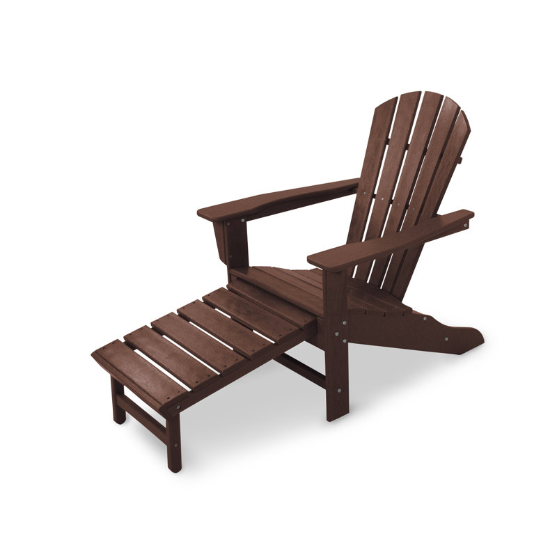POLYWOOD Palm Coast Ultimate Adirondack with Hideaway Ottoman, Mahogany