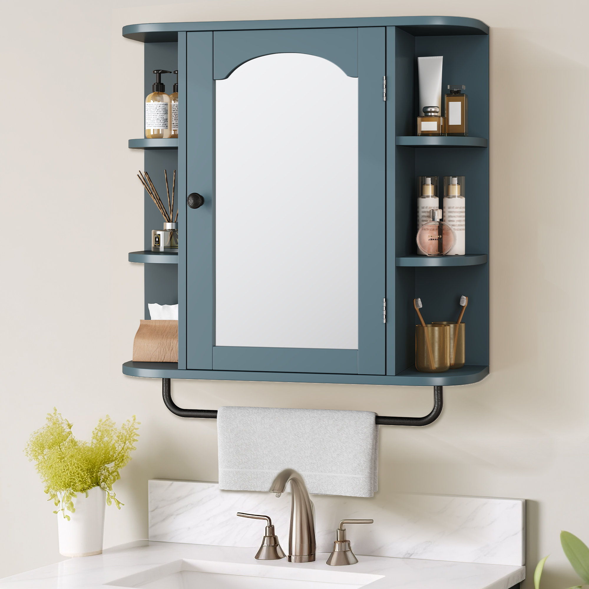 Winston Porter Nuriah Bathroom Medicine Cabinet Organizer Wall Mounted with Mirror Door and Removable Shelf Reviews Wayfair
