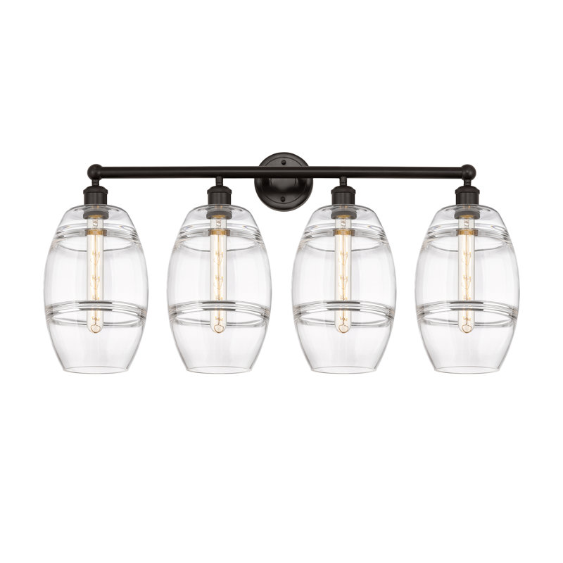 Éclairage pour meuble-lavabo à 4 lumières à intensité variable Dundrod, Transparent, Bronze huilé