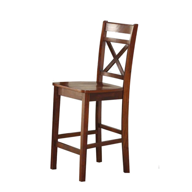 Élégantes chaises de hauteur comptoir de 2 avec finition crème et dossier croisé de couleur cerise - et tendance