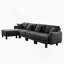 Canapé-lit modulaire convertible en forme de L à 4 places avec accoudoirs en forme de coquille distinctive, repose-pieds amovible et pieds cylindriques pour des espaces de vie polyvalents-105142323