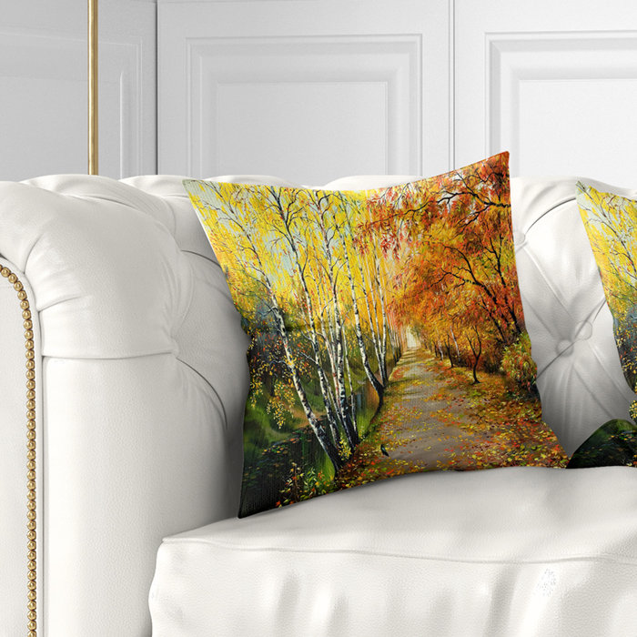 Coussin paysage magnifique paysage d'automne, 18 po x 18 po, Carré
