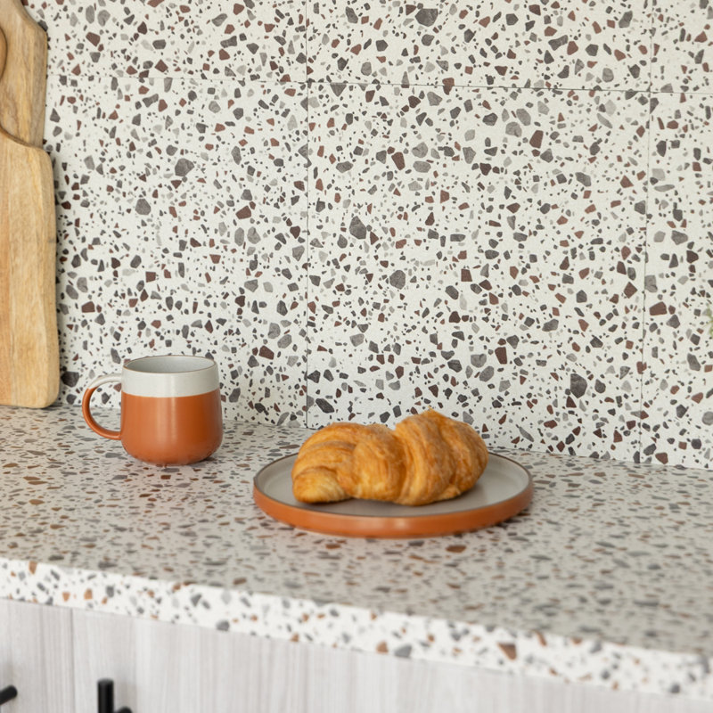 Lathan 67.5cm x 2m Stone Self-adhesive Vinyl Wrap for Doors and Worktops, Terrazzo