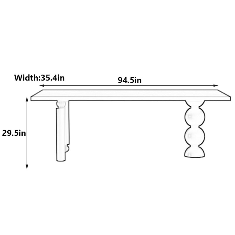 Hunsicker, H 29,5 po x L 94,5 po x l 35,4 po