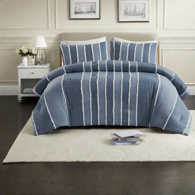 Premium Cotton King Bedding Sets, Modern Striped Comforter for Home