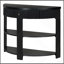 Console demi-lune cannelée TREXM avec tiroir et 2 tablettes pour entrée, salon et couloir (noir)-1864652606