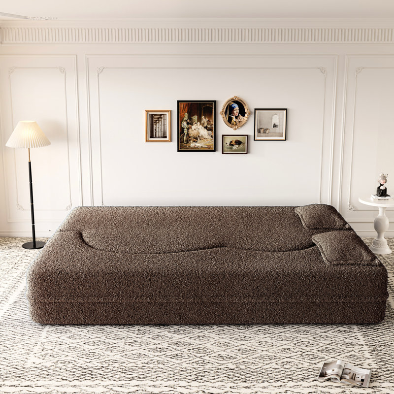 Plancher convertible, brun, double, 2 coussins, sans assemblage, convient pour un dortoir universitaire et dans un petit lit brun avec rembourrage en mousse, sièges, bon dortoir de salon