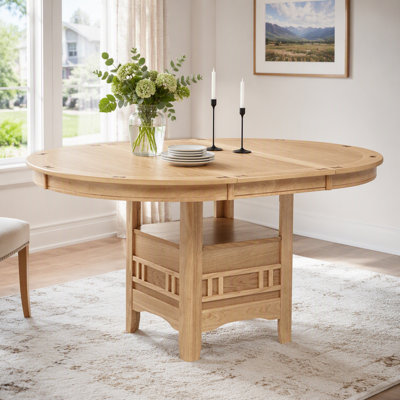 Light Oak Oval 60-Inch Wood Extension Leaf Dining Table