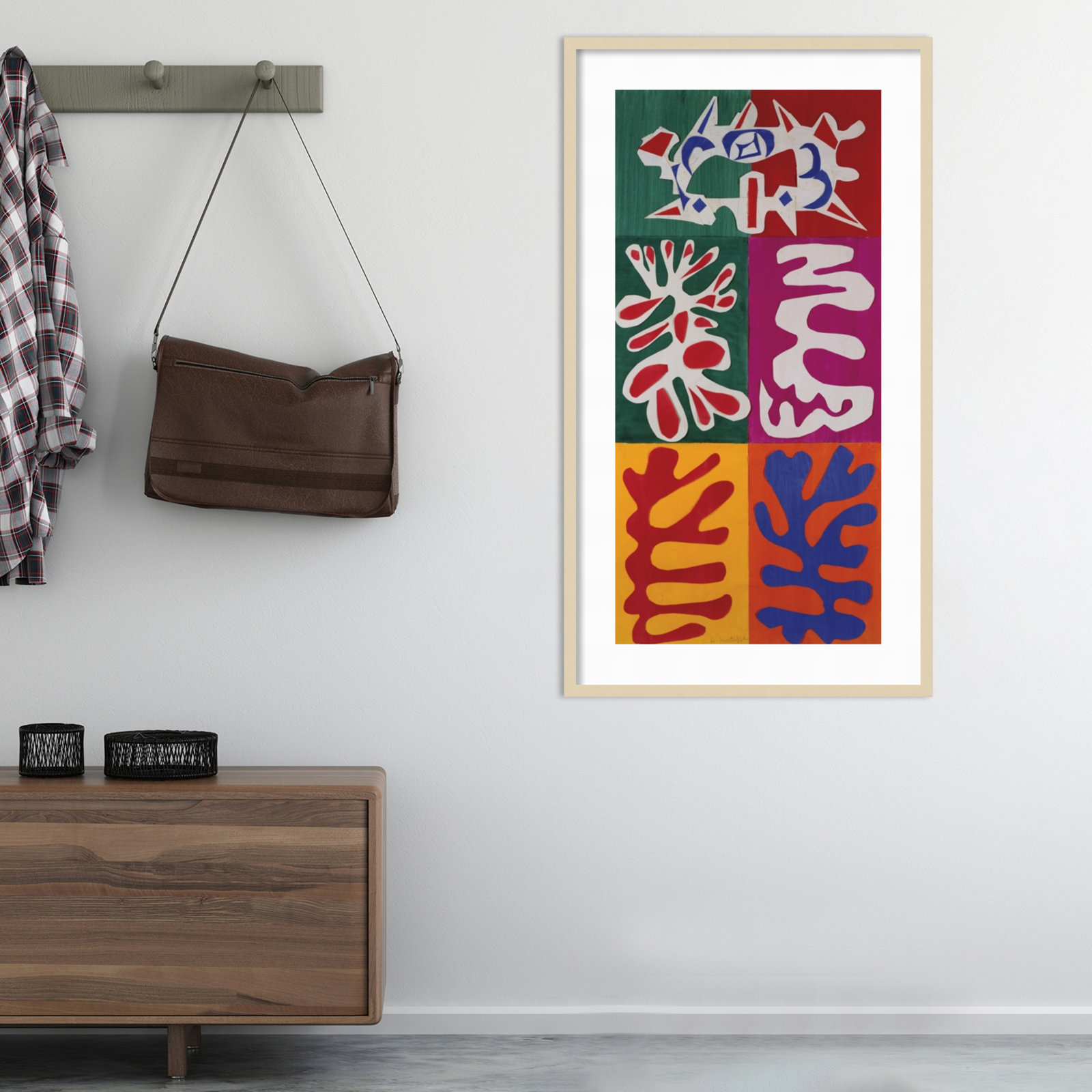 Panel With Mask 1947 by Henri Matisse, 44" H x 25" W, Brown Framed Paper