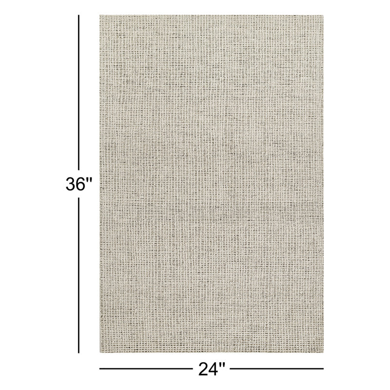 Tapis gris et ivoire en laine touffeté à la main Ebern Designs Reanne, Rectangulaire 2 pi x 3 pi