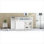 Lit mezzanine simple pour petite chambre, structure en bois d'hévéa massif ton blanc avec rangement intégré et bureau coulissant-129366112