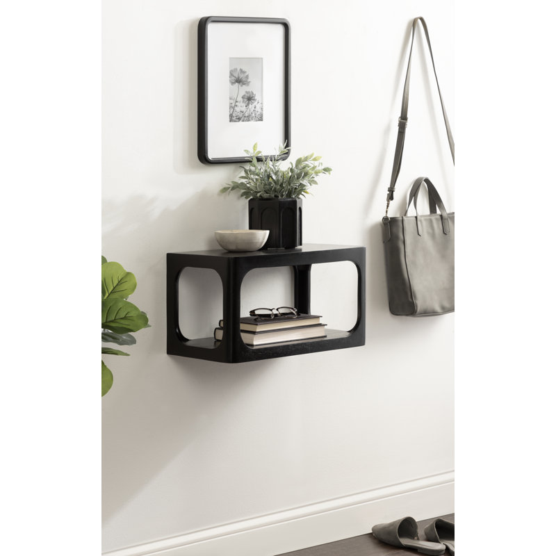 Table d'appoint flottante en bois de manguier, Noir