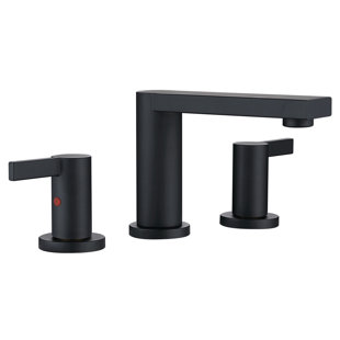 Robinet pour salle de bain à 2 poignées, robinet d'évier en métal noir mat avec bonde escamotable, aérateur et conduites d'alimentation CUPC incluses