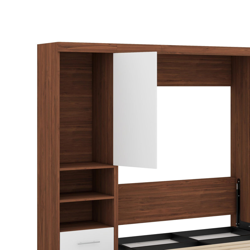 Lit escamotable double pleine grandeur avec armoire, Double