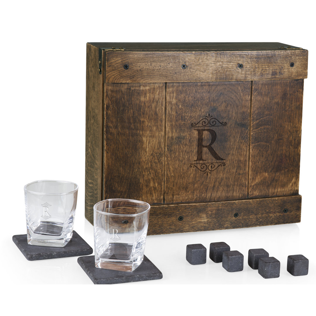 Monogram Whiskey Box Gift Set - Whiskey Glasses Set of 2 - Whiskey Stones Gift Set Espen Loon Peak® 