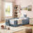Upholstered Platform Bed With Rabbit Ear Shaped Headboard, Safety Rail, And Pocket, Soft Boucle Fabric-1357887348