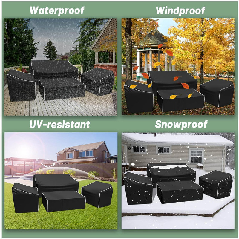Outdoor Conversation Set Cover, Black, 31" H x 52" W x 30" D