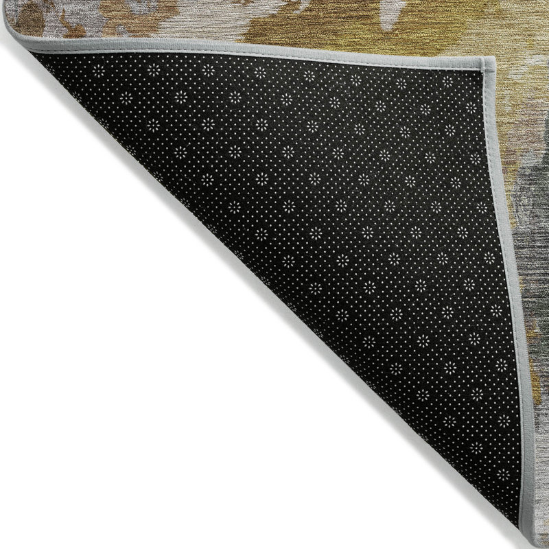 Tapis intérieur lavable abstrait doré 10 pi x 14 pi