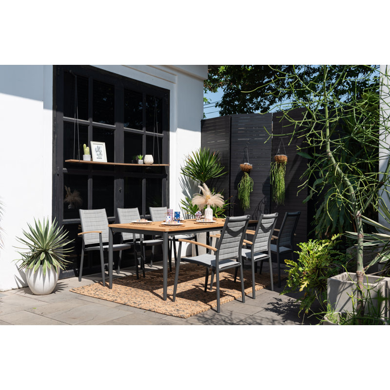 LifestyleGarden Maui Aluminum and FSC Teak Outdoor Patio Dining Table